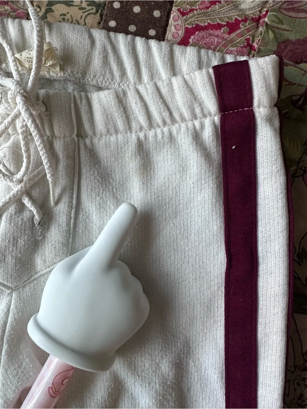 Y2K Football sporty Joggers with Burgundy Side Stripes